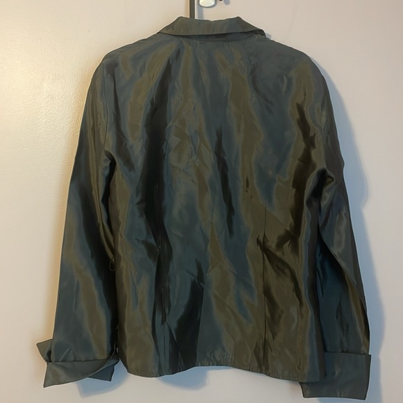 JS Collections Gray Satin Rhinestone Button Blazer Jacket or Blouse size 8 - Picture 9 of 15